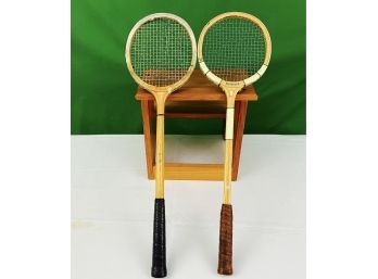 Vintage Slazenger And Wilson Wooden Squash Racquets