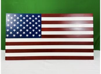 Folk Art Painted American Flag On Slat Boards
