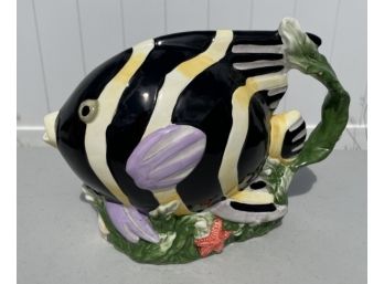 Ceramic Tropical Fish Shaped Water Pitcher 7.5' Tall
