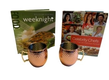2 Moscow Mule Cups And 2 Cookbooks