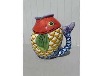Ceramic Fish Shaped Water Pitcher 8' Tall