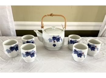 Vintage Oriental Tea Set Pot W/ Six Cups