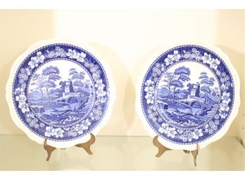 Pair Of English Copeland Pottery 'SpodesTower' Decorative Plates
