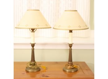 Pair Of Vintage Laura Ashley Brass Lamps