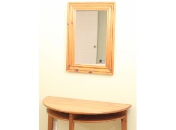 Wooden Accent Table And Pottery Barn Mirror