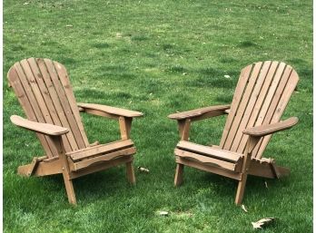 Great Pair Of Wooden Lawn Chairs