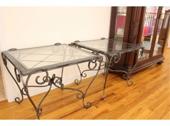 Pair Of Glass Top End Tables