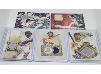 Lot Of 5 Dustin Pedroia Game Used Jersey & Bat Relic Cards
