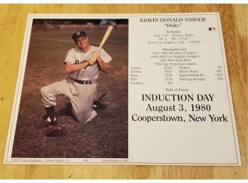 1988 TV Sports Mailbag Limited Edition Duke Snider 8X10 Hall Of Fame Career Stats Photo