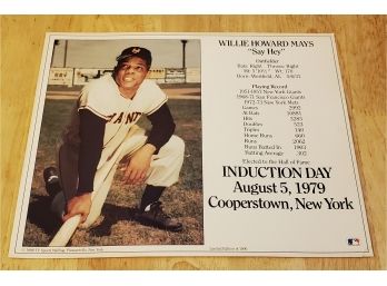 1988 TV Sports Mailbag Limited Edition Willie Mays 8X10 Hall Of Fame Career Stats Photo