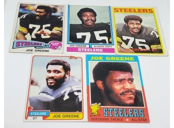 Lot Of 5 Vintage 1970s Joe Greene Football Cards Including Rookie Card