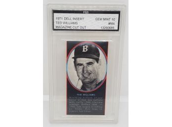 1971 Dell Insert Ted Williams Magazine Cut Out Graded 10 Gem Mint