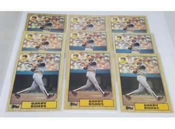 Lot Of 9 Vintage 1987 Topps Barry Bonds Rookie Cards