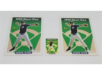 Lot Of 3 1992 Topps Derek Jeter Rookie Cards Including The Super Rare Micro Rookie