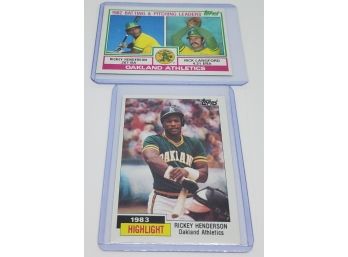 Pair Of Vintage Early 1980s Topps Rickey Henderson Cards