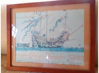 Nautical Print  Sailing Ship  Framed In Europe