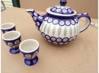 Hand Made Teapot And Demi Cups Poland