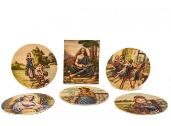 Six Signed Artini Four Dimensional Hand Painted Twin Etched Sculptured Engravings