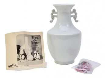 Rubel & Co. Blanc De Chine Vase With Silken Cords