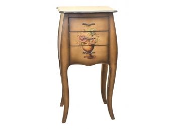French Country Three Drawer Accent Table With A Granite Top