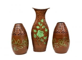 Three Decorative Metal Vases