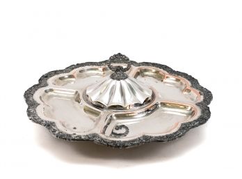 Silver Plate Over Copper Lazy Susan Serving Tray