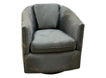 Swivel Custom Upholstered Club Chair With Attached Pillow
