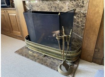 Vintage Recency Style Fireplace Fender And Accessories