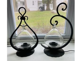 Pair Of Vintage Sculptural Lanterns