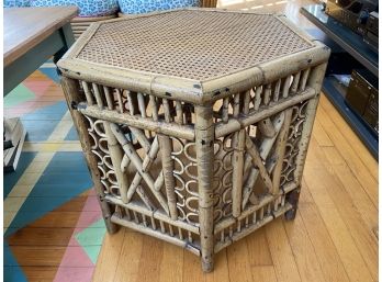 Hexagonal Side Table With Caned Top