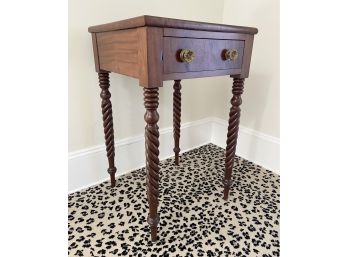 Antique Side Table With Barley Twist Legs