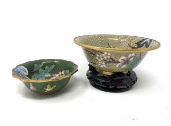 Pair Of Vintage Chinese Cloisonne Bowls