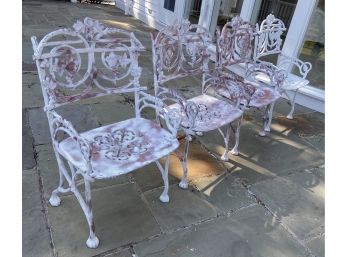 Set Of Four French Wrought Iron Patio Chairs