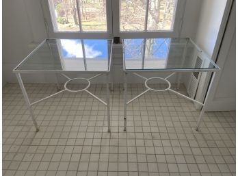 Pair Of Metal Glass Top Side Tables