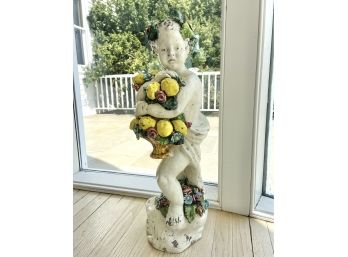 Vintage Italian Statue- Boy With Basket Of Lemons