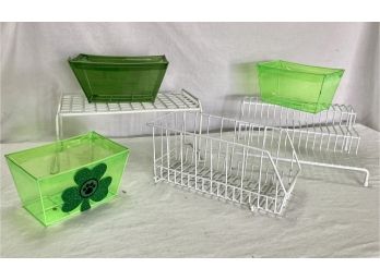 Various Containers And Table Display Shelving