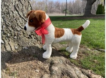 Little Jack Russell With Red Ribbon Display Dog Or Let Him Hang Out With You Well Made.