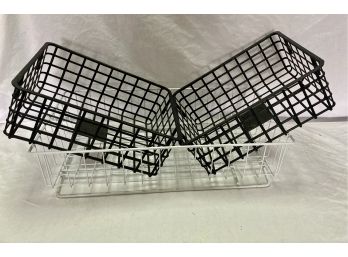 Metal Wire Baskets Black And White