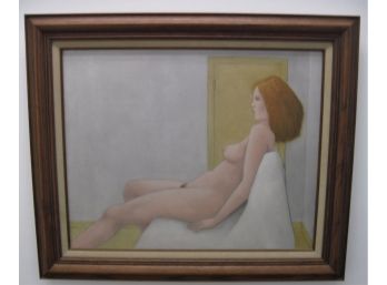 SEATED REDHEAD FEMALE FULL BODY NUDE PAINTING 'JULIETTE' BY W NICHOLSON