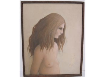 Vintage Mid Century Standing Female Nude  Painting  Signed  W Nicholson