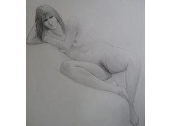 Full Body  Lounging  Female Nude  'SARAH' Graphite Drawing 18x24'