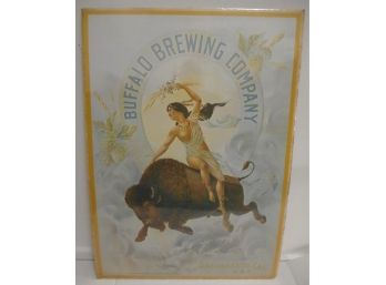 Original Vintage 1977 Buffalo Brewing Company Litho Advertising Poster With Indian Maiden