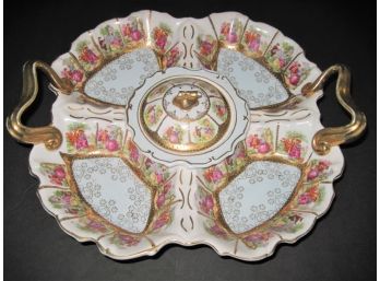 Vintage Arnart Fragonard Love Story Courting Couple Double Handled Divided Serving Dish Platter