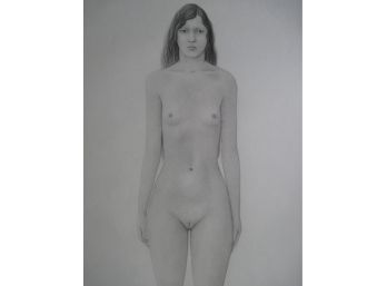 Full Body  Standing  Female Nude   Graphite Drawing 18x24'