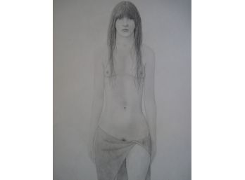 Full Body  Standing  Female Nude   Graphite Drawing 18x24'