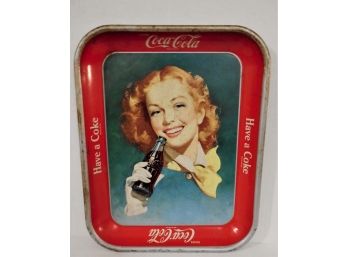 Vintage 1948 Coca Cola Tray With Redhead Drinking A Coke