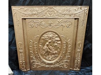 Beautiful Antique Victorian Cast Irion Fireplace Surround With Insert In  Gold