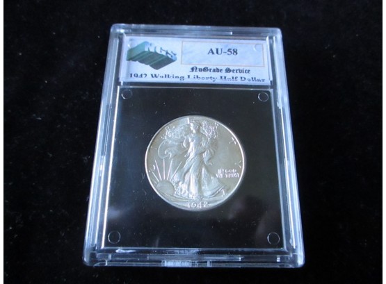 Graded 1942 P U.S. Walking Liberty Silver Half Dollar, AU-58