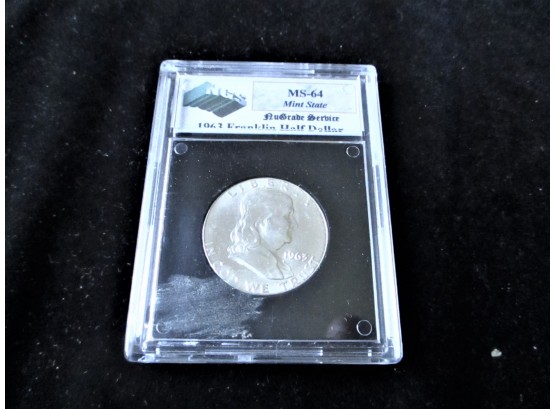 Graded 1963 P U.S Ben Franklin Silver Half Dollar, MS-64