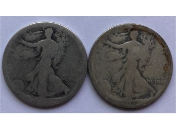 1917 Walking Liberty Half Dollar And Another Walker With  (Unreadable Dates)